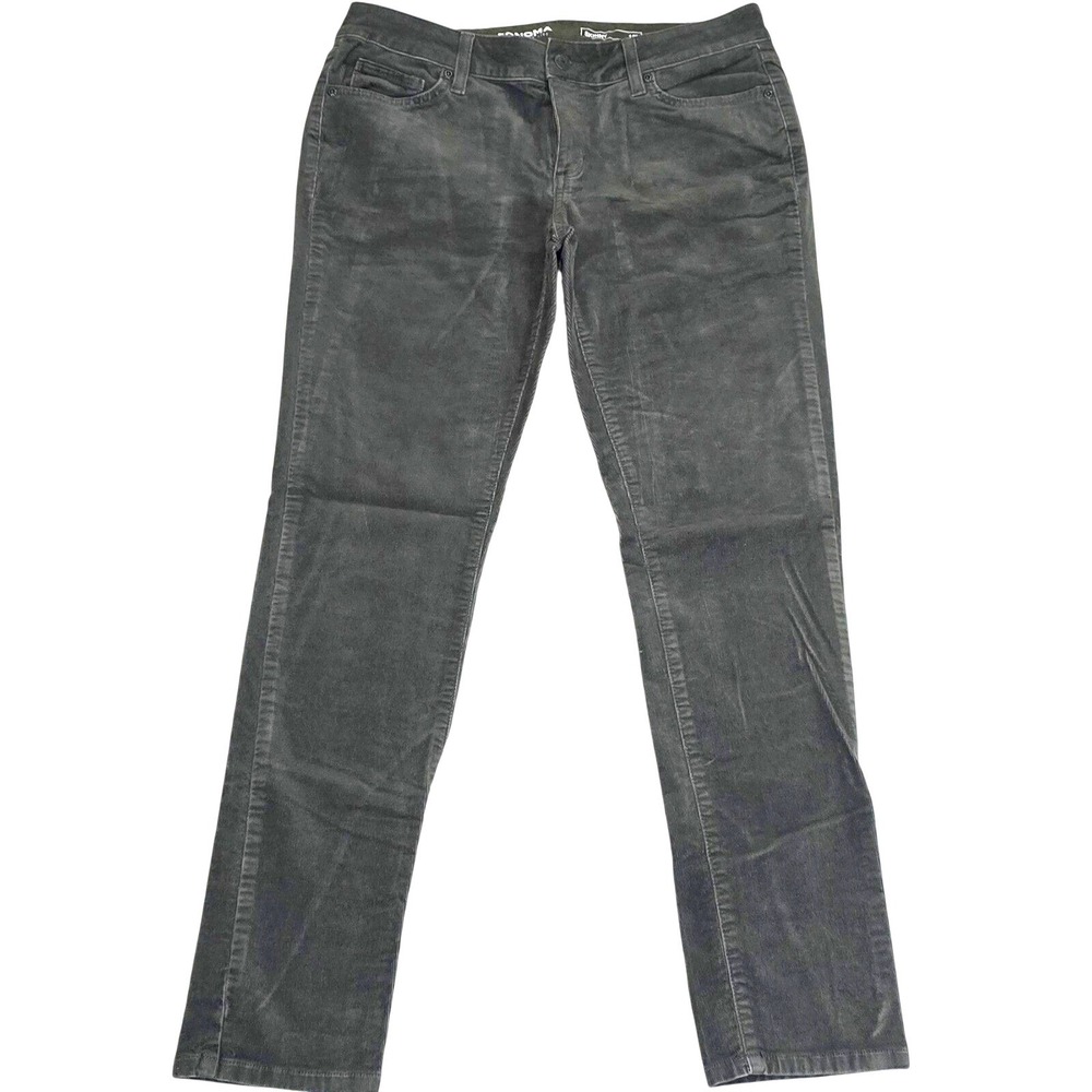 SONOMA Women Size 12 LONG Skinny Stretch Corduroy Pants Olive Green